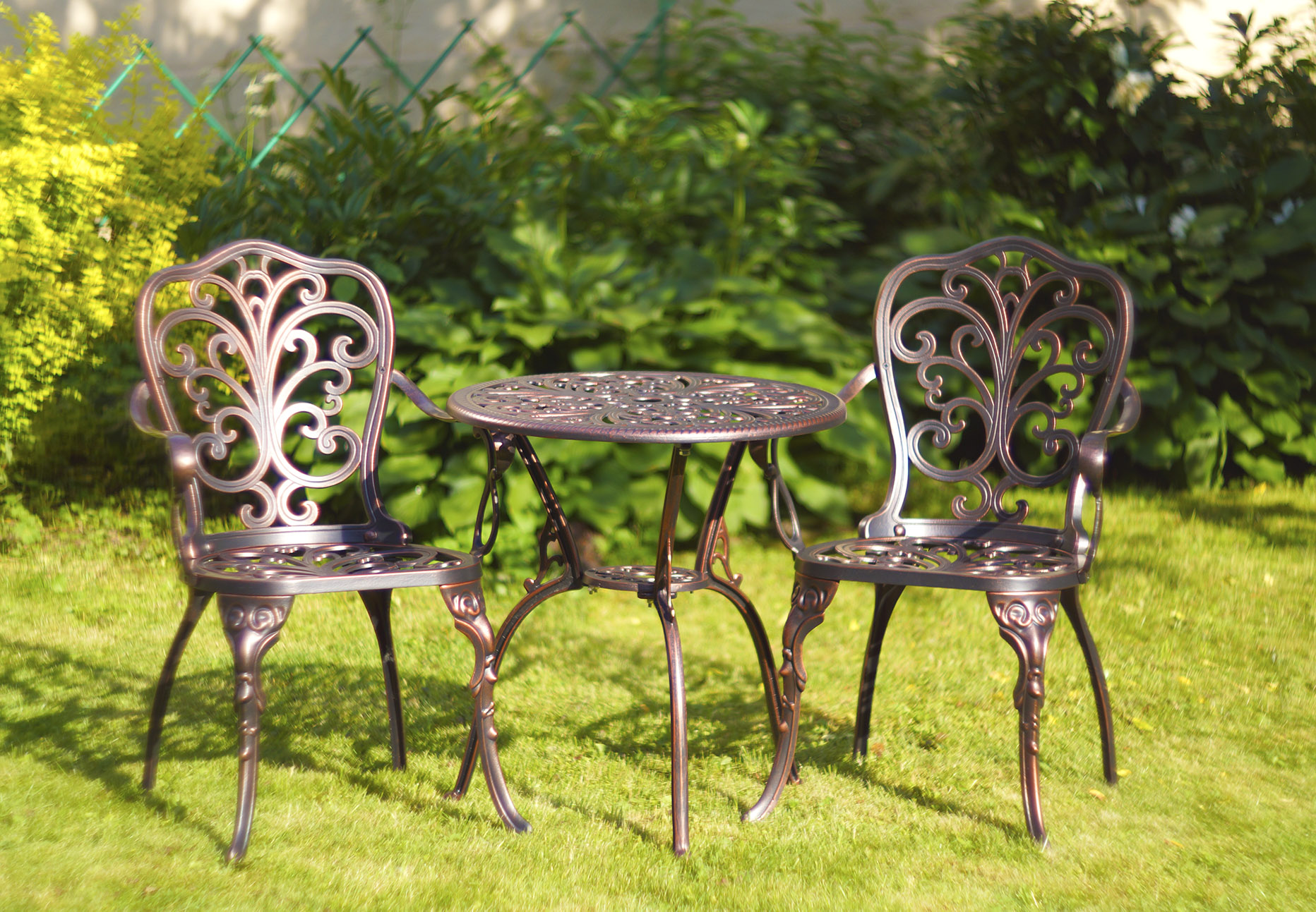 Чугунная мебель для сада, металлический круглый стол и стулья в беседку, недорогая кованая мебель из литого алюминия, ажурные садовые кресла, кружевная мебель на дачу